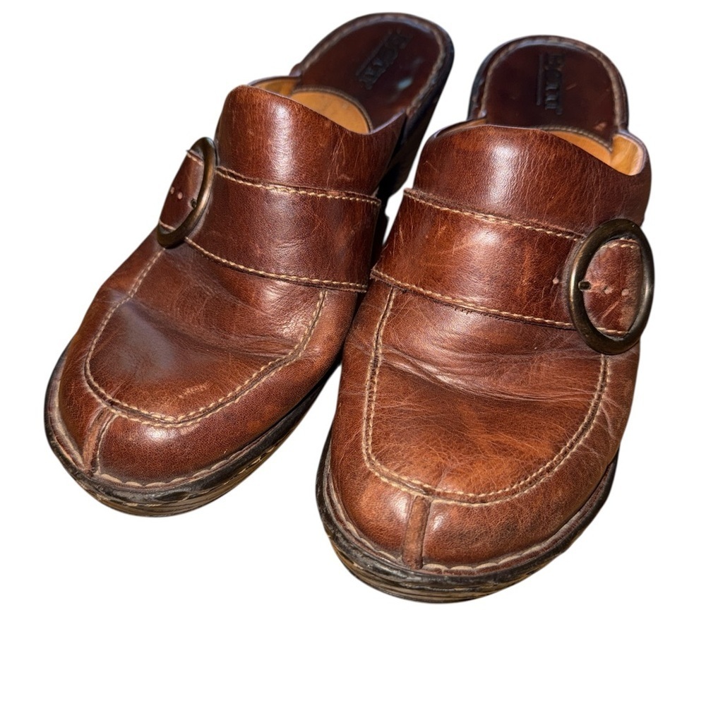 Born Women's Brown Leather Mules with Buckle - Picture 5 of 5